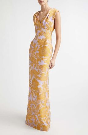 Lela Rose Floral Brocade Gown in Peony Multi at Nordstrom, Size 12