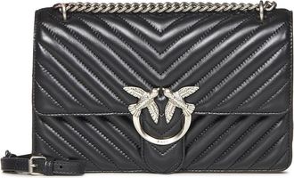 Pinko Classic Love Bag One Chevron - Dames - Schoudertassen - Zwart - ONE Size - Leer - Tassen
