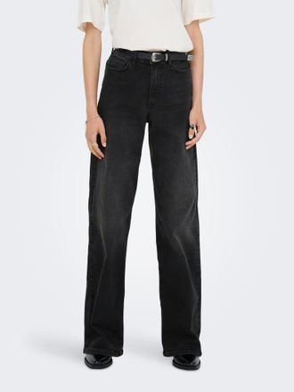 Jacqueline de Yong High-waist-Jeans JDY JDYFELINA-FINA HW WIDE BLK JEANSDNM NOOS, Damen, Gr. XL (42), L&auml;nge 30, schwarz (schwarz denim), Denim/Jeans, Obermaterial: 98% B