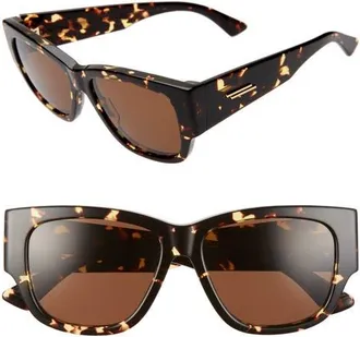 Bottega Veneta 55mm Cateye Sunglasses in Havana/brown at Nordstrom