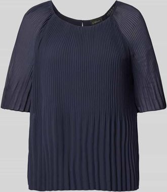 s.Oliver Black Label Regular Fit Chiffonbluse mit mit kurzen Ragalan&auml;rmeln in Marine, Gr&ouml;&szlig;e 42