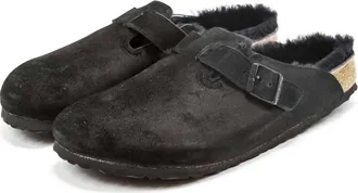 Birkenstock Mens Boston Shearling Suede Clogs In Black