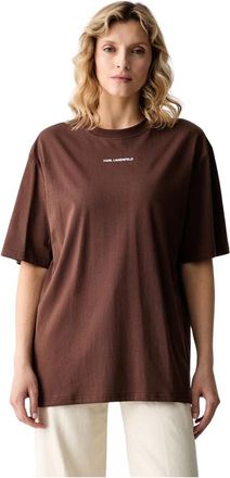 Karl Lagerfeld Katoenen T-shirt - Dames - T-shirts - Bruin - L - Katoen - Tops