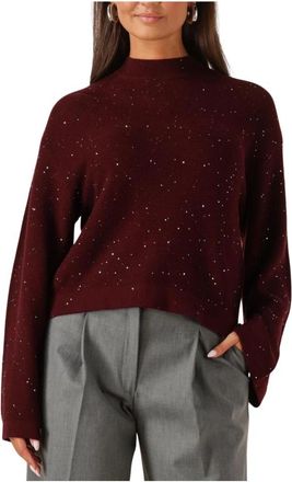 Beaumont Amsterdam Bordeaux Pullover voor Vrouwen - Dames - Ronde hals truien - Rood - M - Katoen - Truien & Vesten