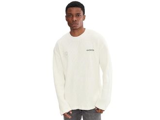 AllSaints Emblem Long Sleeve Crew Mens Sweatshirt Cottage White : XL, Cotton
