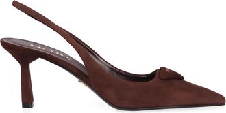 Prada Suede slingback pumps - Dames - Pumps - Bruin - 37 EU - Leer - Schoenen