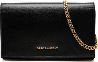 Saint Laurent Pre-owned Saint Laurent Grained Calfskin Classic Letters Wallet on Chain Ladies THNQM06K6C8KR6MW