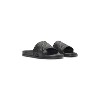 HUGO BOSS｜SLIPPERS (Italian-made slides with large logo BOSS - Italian-made slides with large logo detail - Grey
