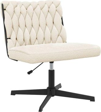 vidaXL Vidaxl - Silla De Oficina Giratoria Tejido Imitaci&oacute;n Lana Rizada Crema