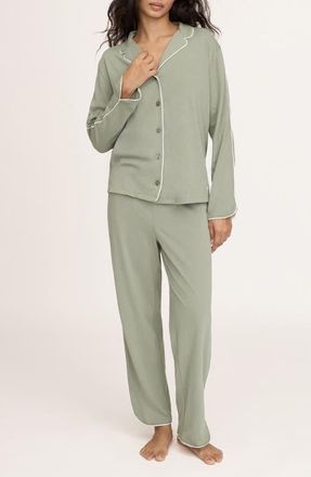 Petite Plume Margaux Lightweight Pima Cotton Pajamas in Green at Nordstrom, Size X-Small