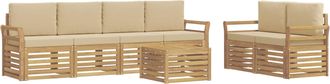 vidaXL Conjunto De Sof&aacute;s De Exterior 7 Uds. Y Beige Poli&eacute;ster Vidaxl