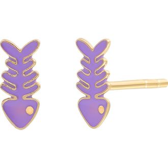 Bony Levy 14K Gold & Enamel Inlay Fish Stud Earrings in 14K Yellow Gold at Nordstrom