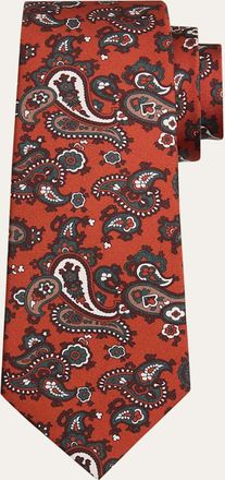 Kiton Mens Paisley Silk 7-Fold Tie