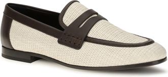 Brunello Cucinelli Womens Two-Tone Leather And Raffia Loafers Corda