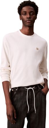 Calvin Klein Mens Waffle Badge Long Sleeve Top with Round Neck, Beige (Tofu), XXL