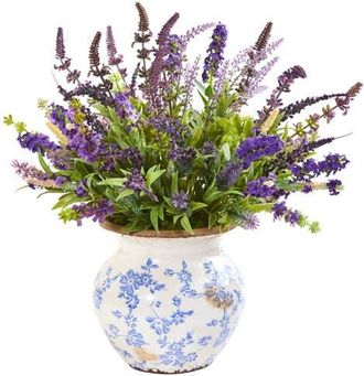Nearly Natural Lavender Artificial Arrangement in Floral Vase at Nordstrom