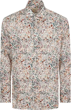 Xacus White Casual Shirt With French Collar And Liberty Print