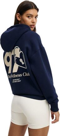 Cotton On Womens Active Plush Premium Graphic Hoodie in Prep Sport Navy Bw Club at Nordstrom, Size Xx-Small