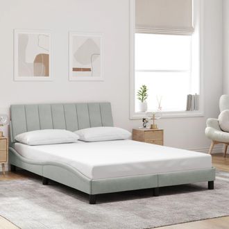 vidaXL Vidaxl - Estructura De Cama Sin Colch&oacute;n Terciopelo Gris Claro 140x200 Cm