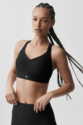 Alo | Airlift Endurance High-Impact Bra in Black, Size: 38DD