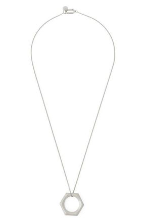 AllSaints Hexagon Pendant Necklace in Warm Silver at Nordstrom