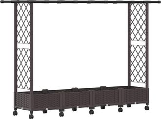 vidaXL Cama Elevada Con Trellis Y Techo Marr&oacute;n 203 X 40 X 127 Cm Pp Vidaxl
