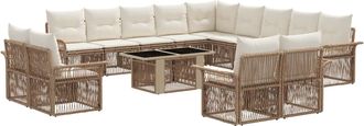 vidaXL Conjunto De Sof&aacute;s De Jard&iacute;n 14 Uds. Beige Y Blanco Crema Vidaxl