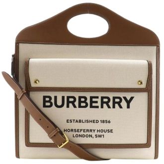 Burberry Pre-owned Medium Pocket Bag Canvas Leather 2way Bag - Dames - Pre-owned - Beige - Maat: ONE Size Leer