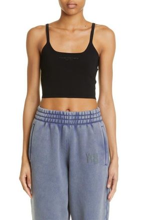 Alexander Wang Logo Crop Tank Top in Black at Nordstrom, Size Small