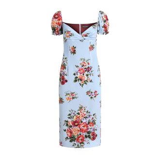 Dolce & Gabbana Midi Dresses, female, Multicolor, Size: L Flower Bouquet-Print Dress