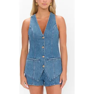 Show me your Mumu Venture Out Romper in Ripple Indigo at Nordstrom, Size X-Small
