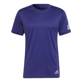 adidas Shoulder Logo Printing Solid Color Round Neck Short Sleeve Purple HB7482