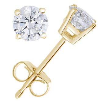 Vir Jewels 1/3 cttw Diamond Stud Earrings 14K Yellow Gold Push Backs Round 4 Prong Basket