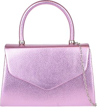 Girly HandBags Womens Plain Handle Clutch Bag Small Metallic Pink