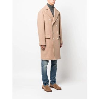 Brunello Cucinelli Mens Camel Double Breasted Wool Jacket, Size 44