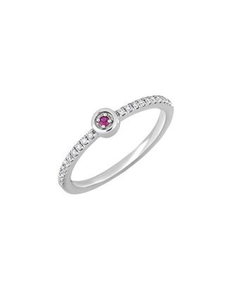 Bony Levy El Mar 18K 0.12 Ct. Tw. Diamond & 1 Ruby Stackable Ring