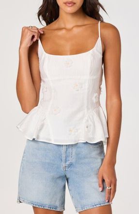 ASTR the Label Kassidy Floral Appliqu&eacute; Camisole in White at Nordstrom, Size X-Small