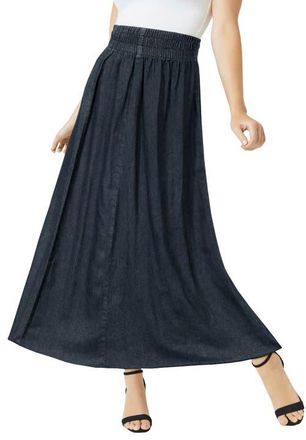 Jessica London Chambray Maxi Skirt in Indigo at Nordstrom, Size 14