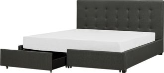 Beliani Beliani - Cama Con Almacenaje De Poli&eacute;ster Gris Oscuro Negro 180 X 200 Cm La Rochelle