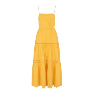 Guess Vestido midi Safa con cordones SL - Dresses - Mujer - Amarillo - L