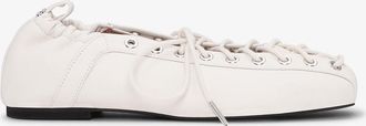 Ganni Lace-Up Ballerinas in Ivory - Size 36 White