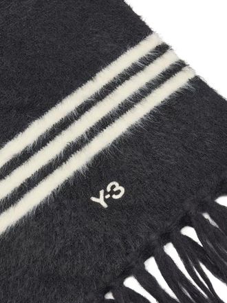 Yohji Yamamoto Striped Knit Scarf - Black