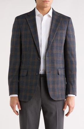 Original Penguin Plaid Notch Lapel Blazer in Blue/Brown at Nordstrom Rack, Size 46 Regular