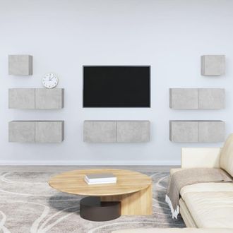 Berkfield Home 7 Piece TV Cabinet Set Concrete Grey Engineered Wood
