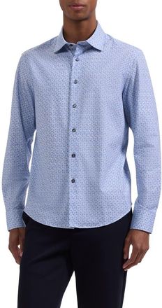 Bugatchi James OoohCotton Geometric Print Button-Up Shirt in Iris at Nordstrom, Size Xx-Large