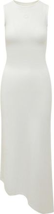 Marine Serre White Solid Round Neck Maxi Dress