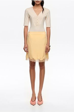 Bimba & Lola Lace Mini Skirt in Yellow at Nordstrom, Size Medium Eu