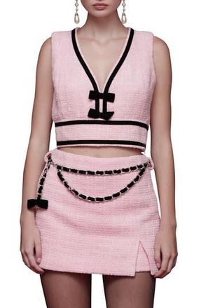 Avec Les Filles Bow Trim Sleeveless Crop Top in Candy Pink at Nordstrom Rack, Size Medium