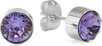 Steeltime 18K Gold Plated April Simulated Birthstone Stud Earrings in Purple at Nordstrom Rack