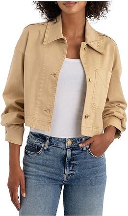 Kut from the Kloth Camden - Button Front Jacket Womens Coat Cashew : LG, Cotton/Polyester/Spandex